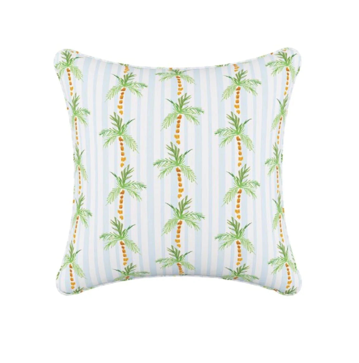 Plush Pillows for a Cozy BedGray Malin For Cloth & Co. Palm Tree Stripe Blue Throw Pillow