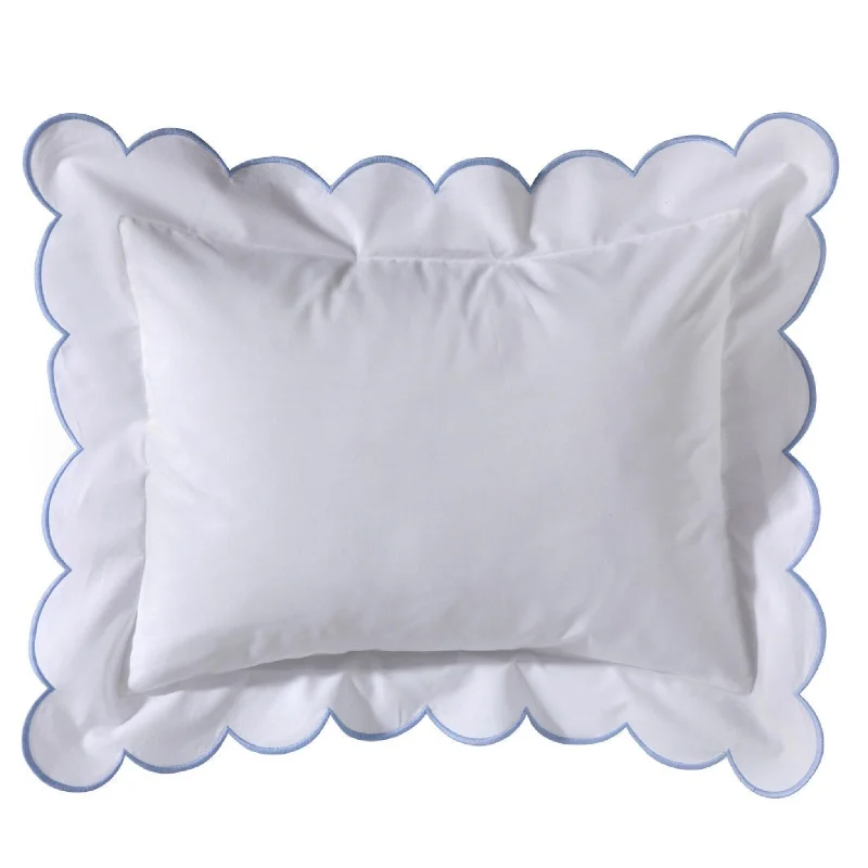 Soft and Fluffy Pillows for Bedroom ComfortBoudoir Pillow Cover with Scalloped Flange in Duck Egg Blue