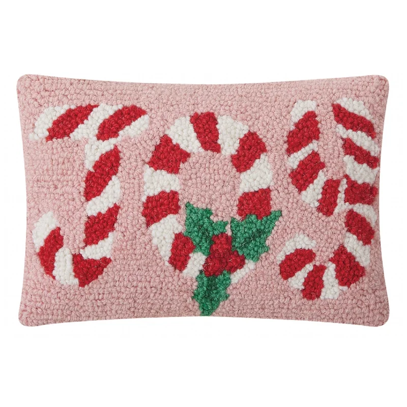 Bolster Pillows for Sofa DecorationChristmas Candy Cane Joy Hook Pillow