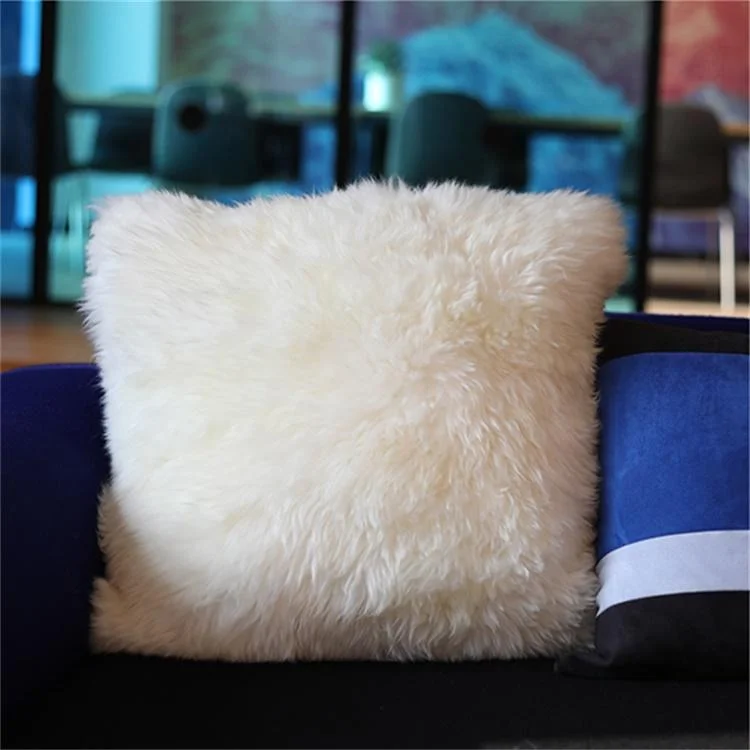 Bolster Pillows for Sofa DecorationAustralian Wool Pillow Longwool Sheepskin Pillow Cushion