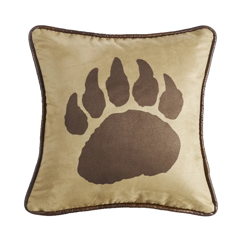 Decorative Pillows for Living Room MakeoverFaux Suede Bear Claw Pillow, Reverse Faux Leather