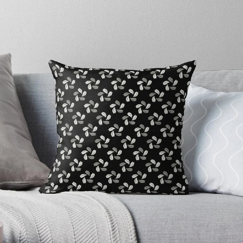 Bolster Pillows for Sofa DecorationBlack & Grey Sakura Square Pillow