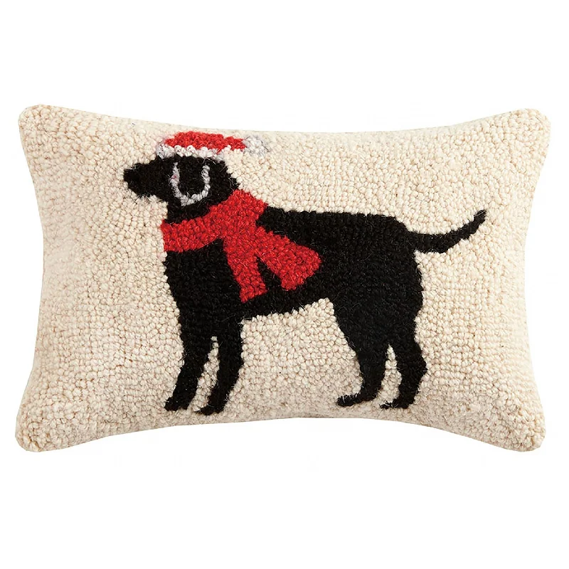 Square Pillows for Modern Home DecorChristmas Black Lab Decorative Hook Pillow