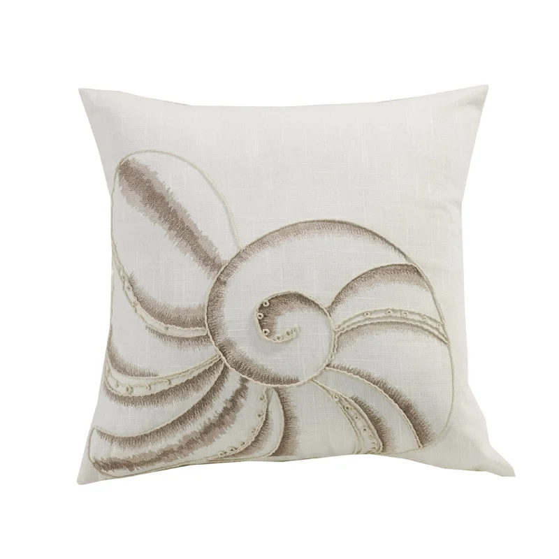 Cotton Pillows for Natural ComfortNewport Seashell Embroidery Throw Pillow