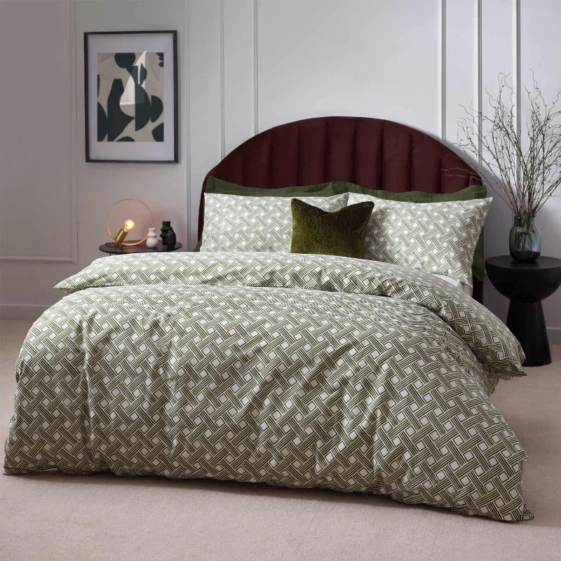 Wrinkle - resistant duvet covers for a neat and tidy lookAlexa Abstract Cotton Rich Olive Duvet Cover Set