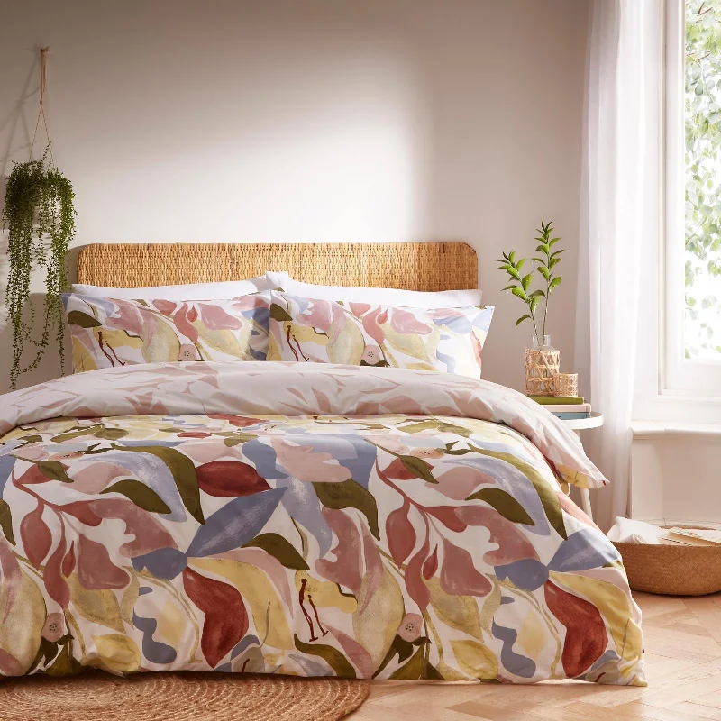 Oversized duvet covers that drape beautifully over the sides of the bed for a luxurious lookAmarosa Abstract Floral Plaster Duvet Cover Set