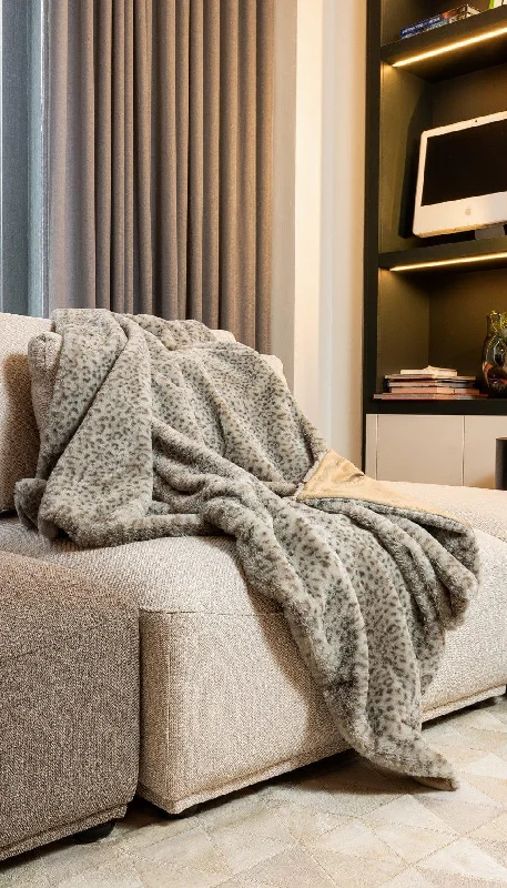 Rayon from bamboo blankets for a silky and breathable feelAnimal Print Taupe Faux Fur Throw Blanket