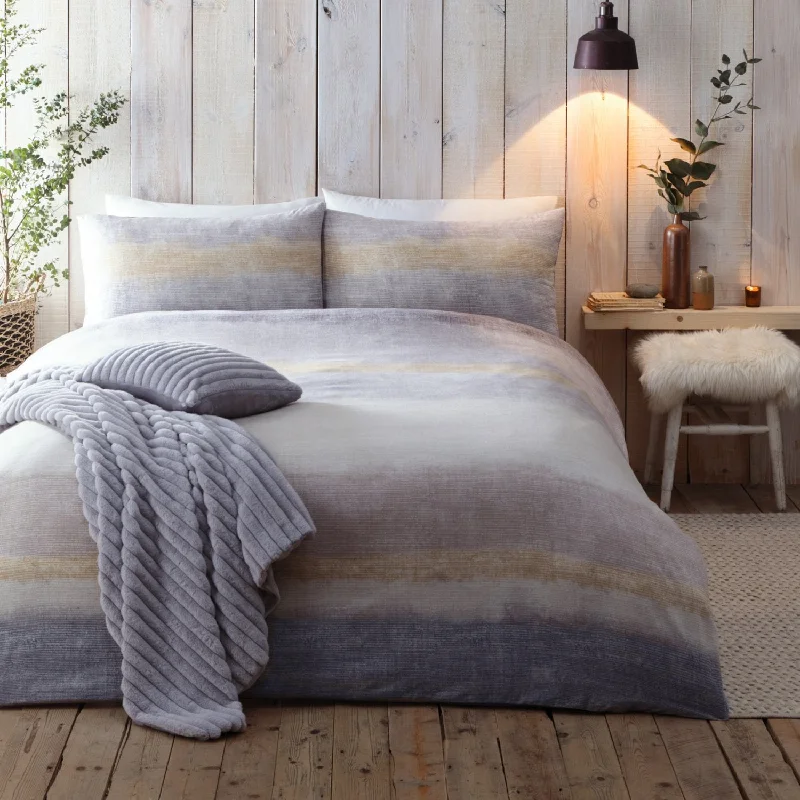 Egyptian cotton duvet covers for a luxurious and soft feelAnson Stripe Grey Brushed Cotton Duvet Set