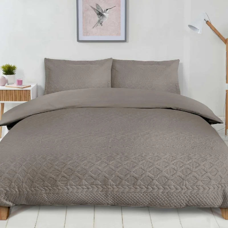 Budget - friendly duvet covers for first - time homebuyers or studentsAran Embroidered Duvet Cover Set Stone Cream