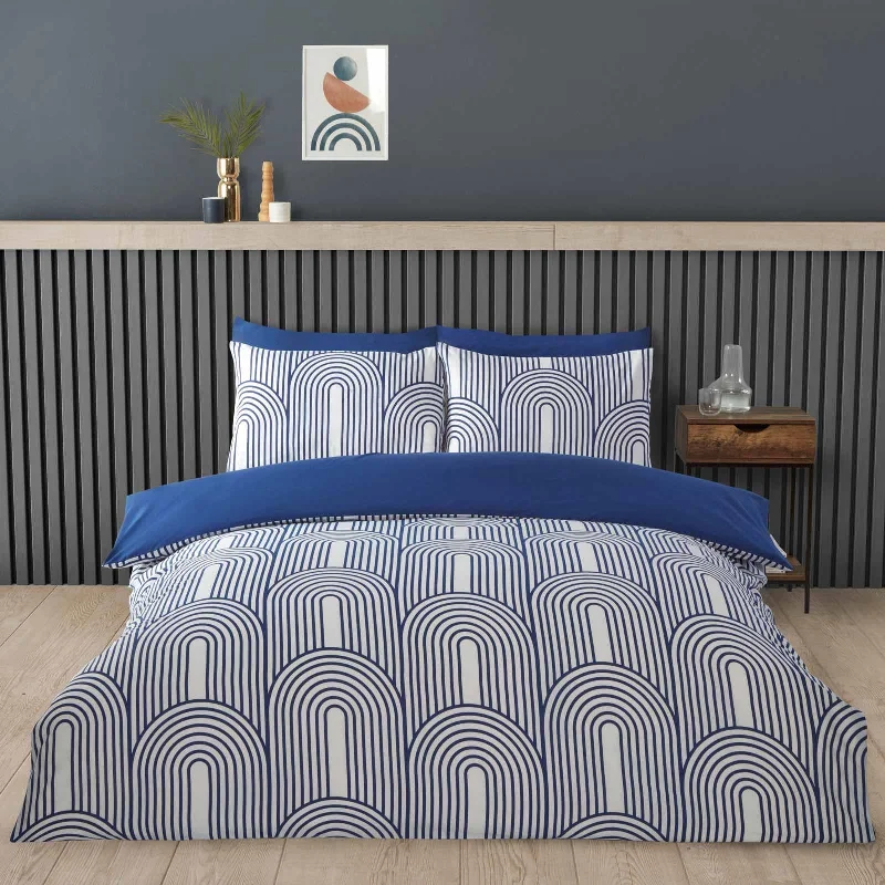 Full - size duvet covers suitable for full - sized beds in guest rooms or small bedroomsArches Duvet Cover Set Blue