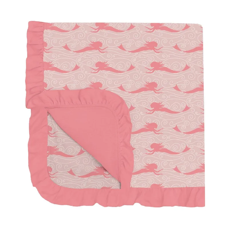 Cashmere blankets for ultimate softness and luxuryBamboo Print Ruffle Stroller Blanket In Baby Rose Mermaid