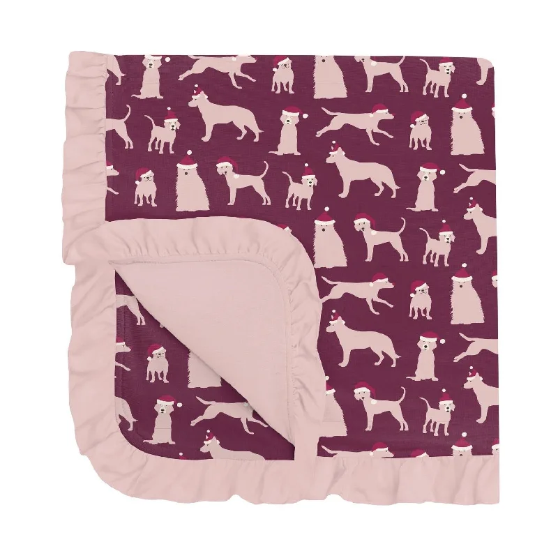 Acrylic blankets for a soft and affordable alternativeBamboo Print Ruffle Stroller Blanket In Melody Santa Dogs