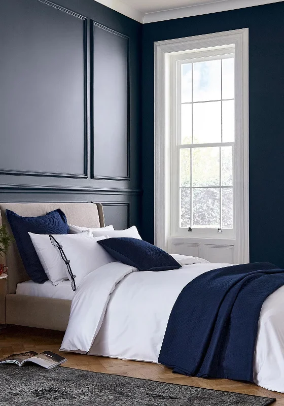 Solid - colored duvet covers in classic colors like white, black, and navy for a timeless lookBedeck 300 Thread Count Cotton Sateen Duvet Cover, White & Midnight