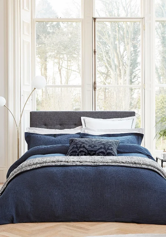 Flannel duvet covers for warmth in cold weatherBedeck Textured Cotton Duvet Cover, Midnight Blue