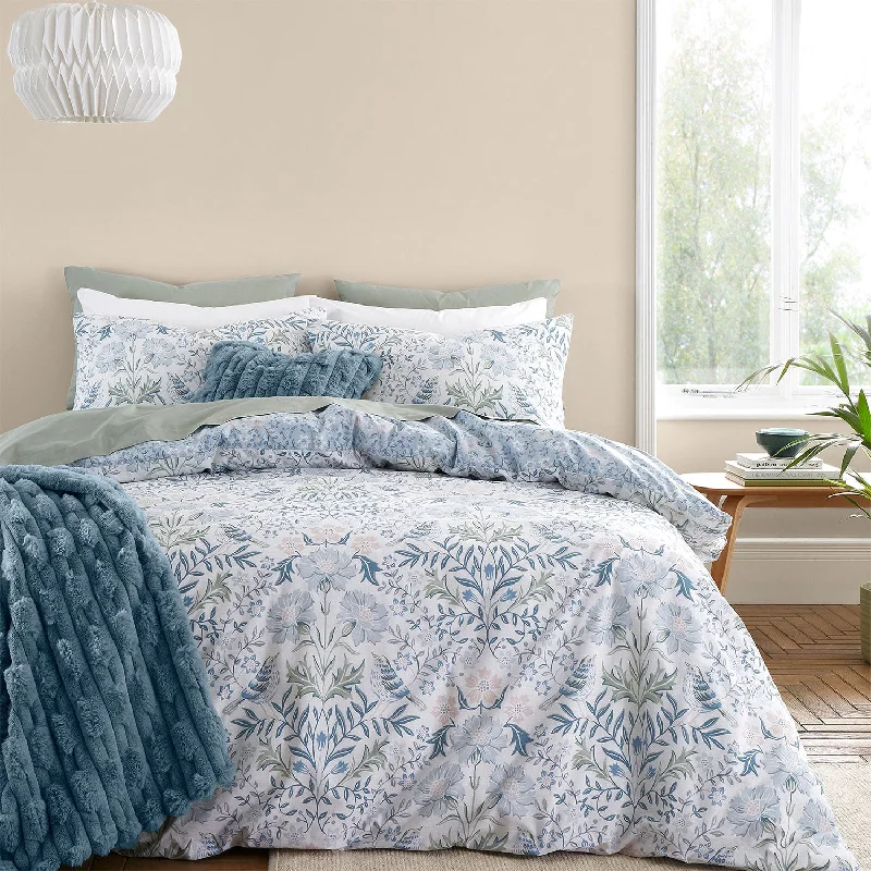 Twin - size duvet covers ideal for single beds in kids' rooms or dormitoriesBianca Hedgerow Hopper Blue 200TC Cotton Duvet Set