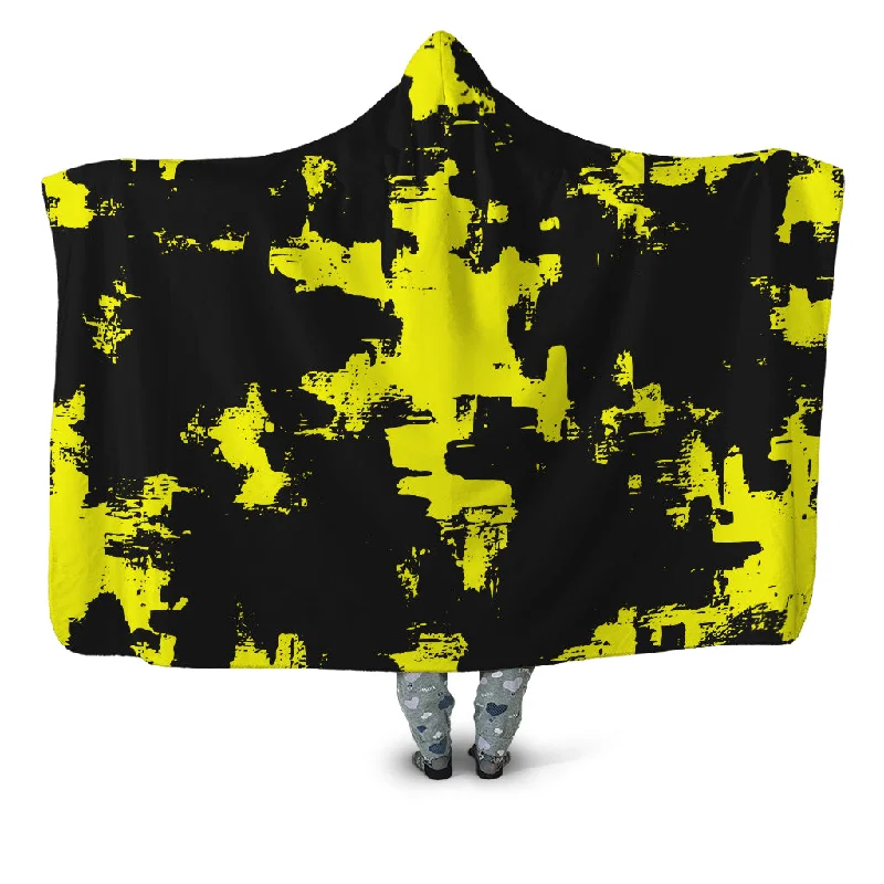 King - size blankets to cover large beds comfortablyBlack and Yellow Abstract Hooded Blanket