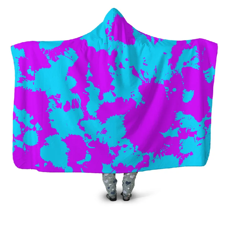 Bamboo fiber blankets with natural antibacterial propertiesBlue and Purple Paint Splatter Hooded Blanket