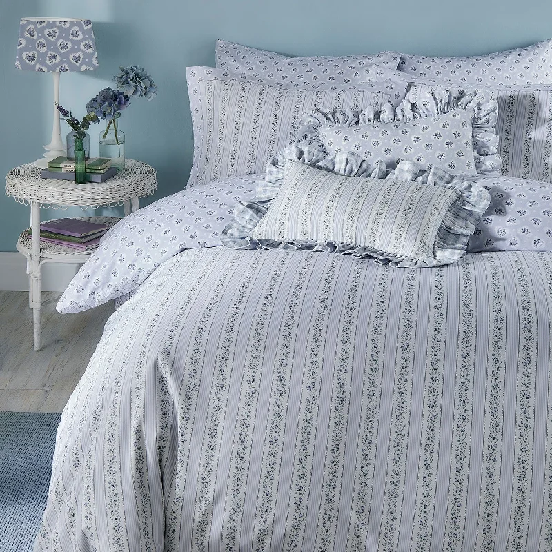 Oversized duvet covers that drape beautifully over the sides of the bed for a luxurious lookCath Kidston Ticking Stripe Blue Duvet Set