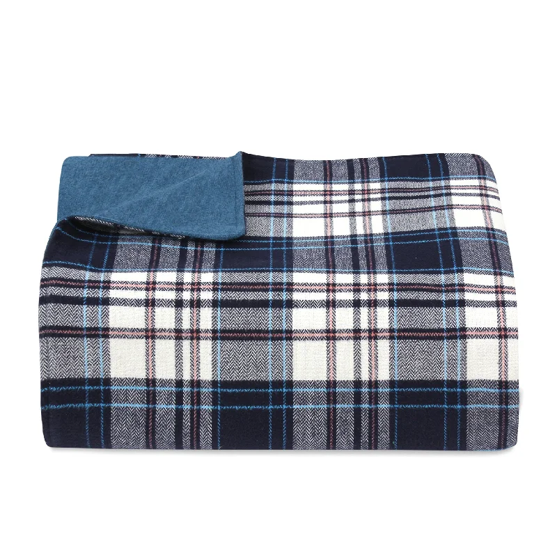 Linen blankets with a rustic and textured lookNavy/Off-White Check Throw Blanket