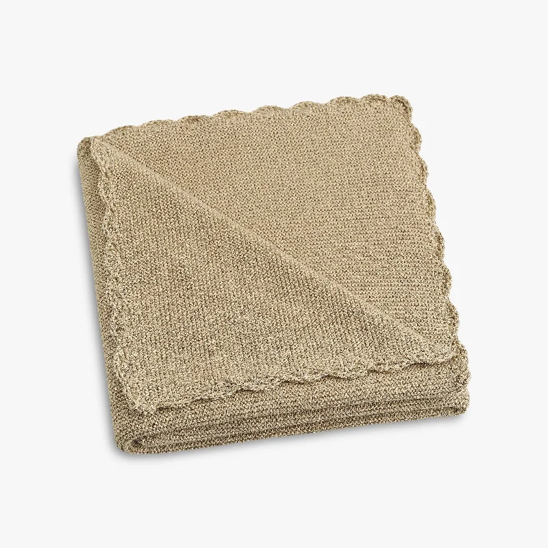 Recycled polyester blankets for an eco - conscious optionCotton Knit Baby Blanket - Beige