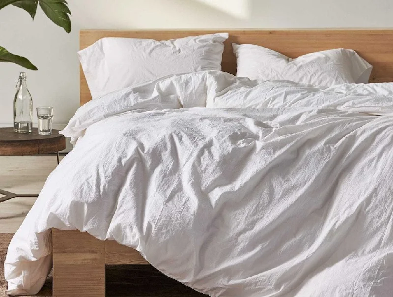 Custom - sized duvet covers to fit unique or non - standard bed framesAlpine White Organic Crinkled Percale Duvet Cover