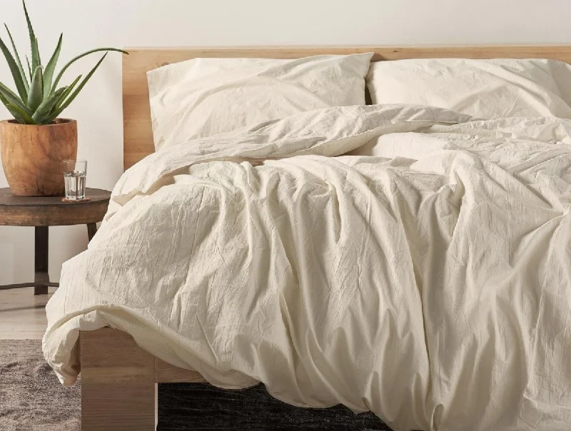 Minimalist - style duvet covers with clean lines and simple designsUndyed Organic Crinkled Percale Duvet Cover by Coyuchi