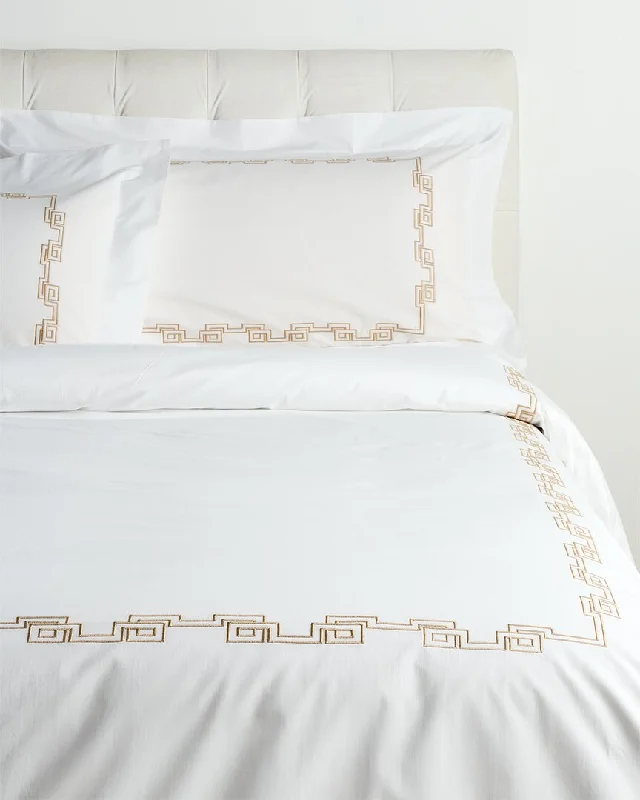 Moisture - wicking duvet covers to prevent night sweatsDea Italian Linens Sinfonia Toscana Geo Embroidery Percale Duvet Set