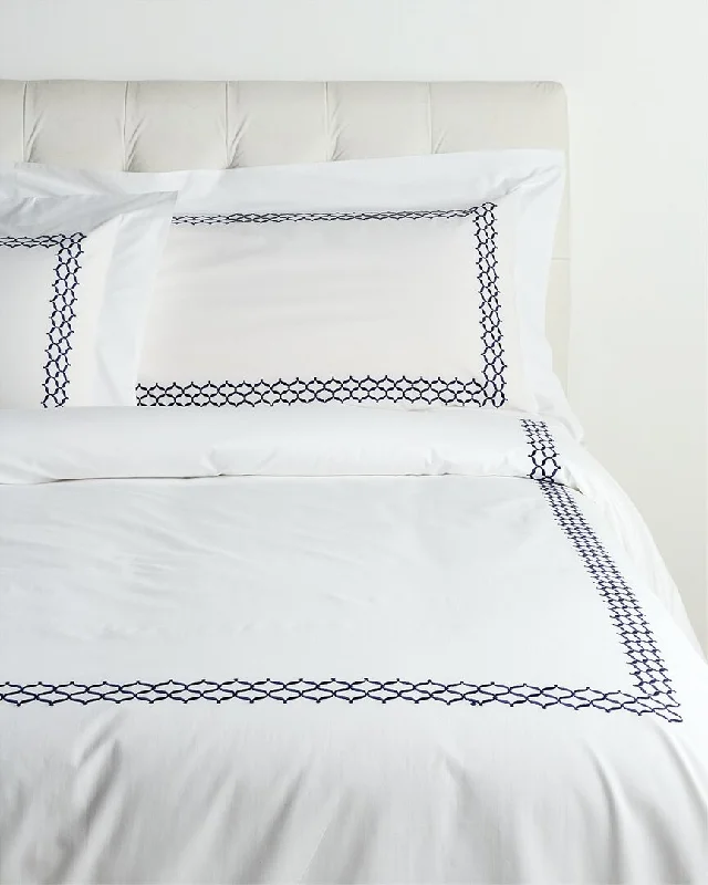 Solid - colored duvet covers in classic colors like white, black, and navy for a timeless lookDea Italian Linens Sinfonia Toscana Virgina Embroidered Duvet Set