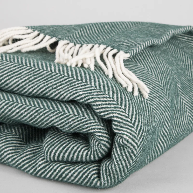 King - size blankets to cover large beds comfortablyForest Green Herringbone Blanket