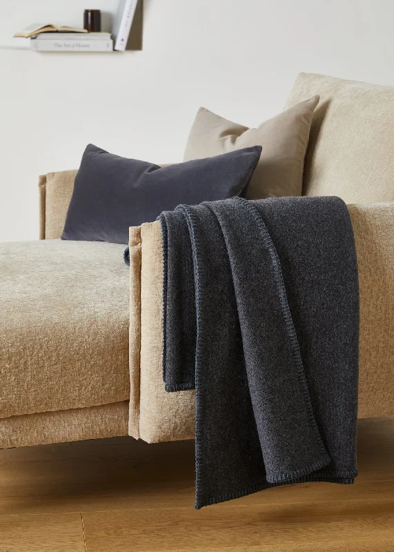 King - size blankets to cover large beds comfortablyFoxford Charcoal Blanket Stitch Cashmere Blend Throw