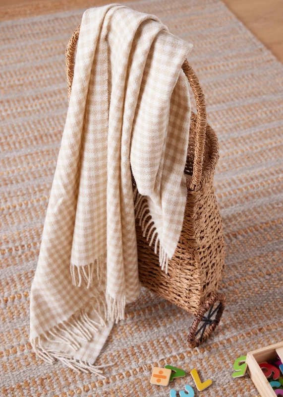 Cashmere blankets for ultimate softness and luxuryFoxford Fawn Gingham Lambswool Baby Blanket