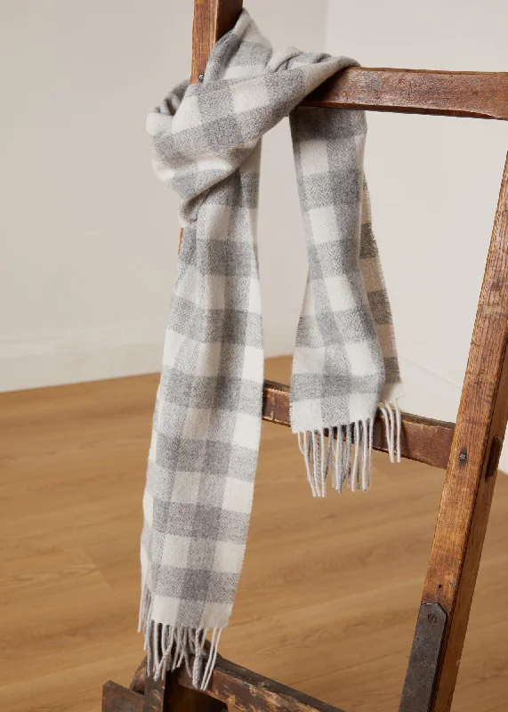 Rayon from bamboo blankets for a silky and breathable feelFoxford Grey & White Check Lambswool Scarf