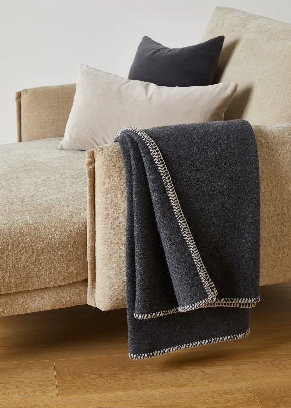 King - size blankets to cover large beds comfortablyFoxford Oatmeal Blanket Stitch Cashmere Blend Throw