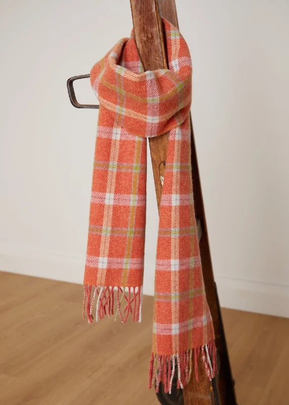 Linen blankets with a rustic and textured lookFoxford Orange Check Lambswool Scarf