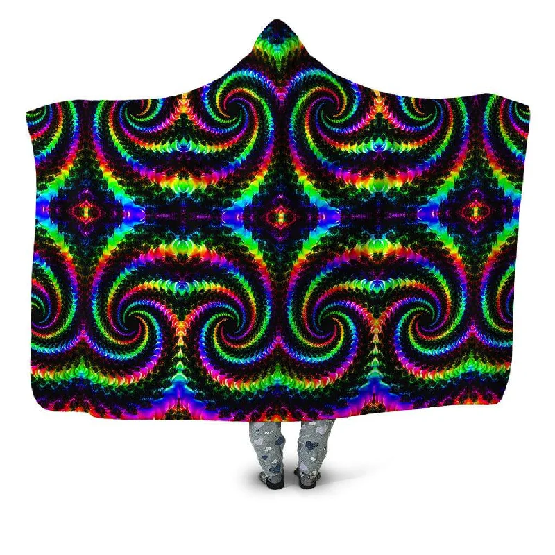 Queen - size blankets for standard - sized bedsFractaled Vision Hooded Blanket