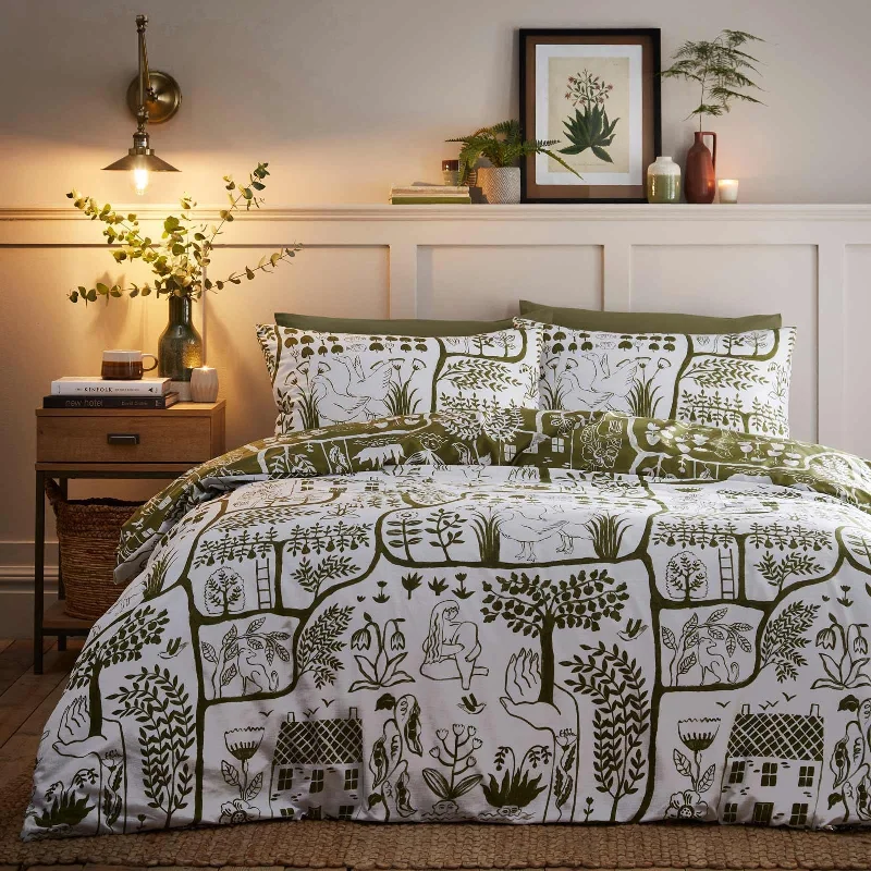 King - size duvet covers to fit large king - sized beds perfectlyFrida Abstract Reversible Moss Duvet Cover Set