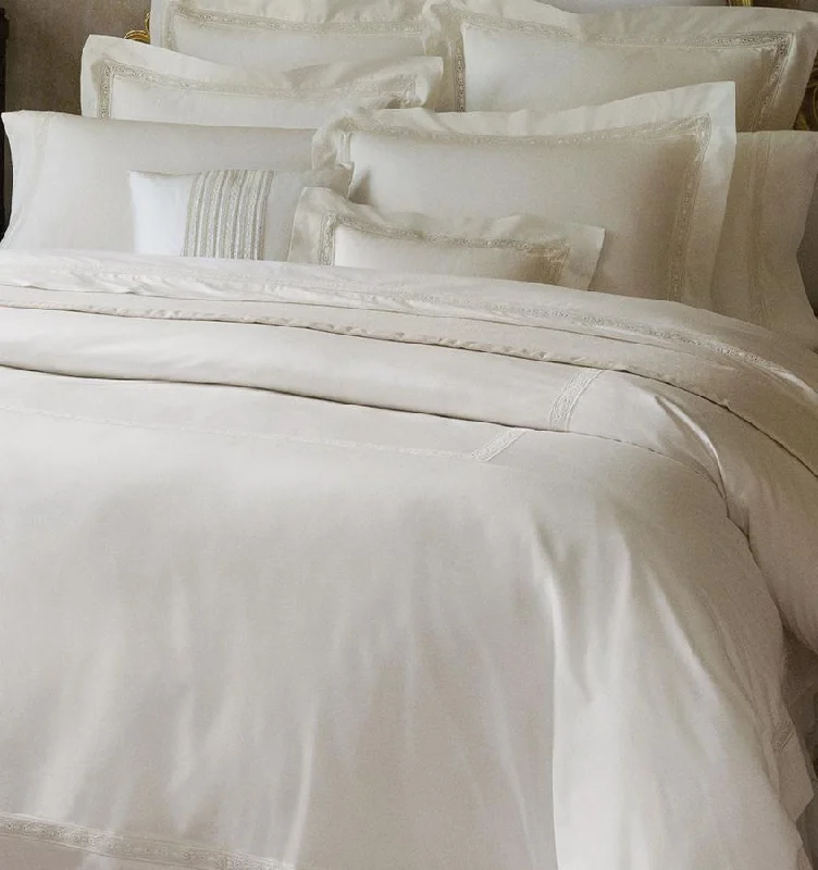 Solid - colored duvet covers in classic colors like white, black, and navy for a timeless lookGiza 45 Lace Collection by Sferra