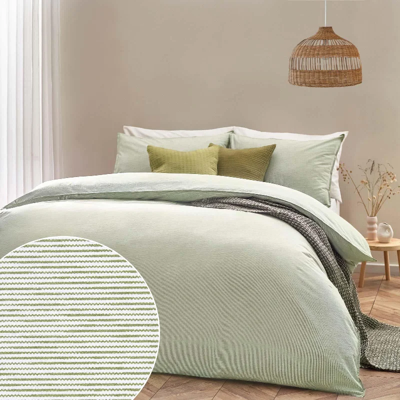 Queen - size duvet covers for standard queen - sized mattressesHeaton Stripe Khaki Duvet Cover Set