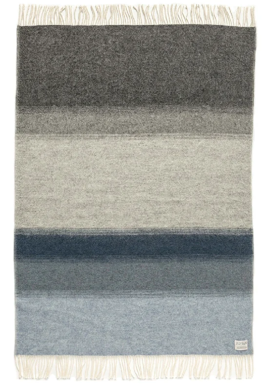 Queen - size blankets for standard - sized bedsShades Landscape Wool Blanket - Grey/Blue (1052)