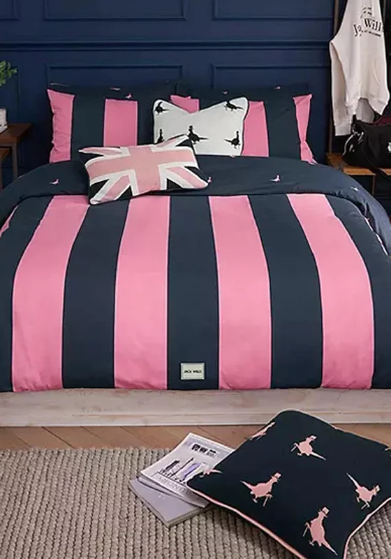 Duvet covers to match a specific bedroom color schemeJack Wills Stripe King Duvet Cover, Navy & Pink