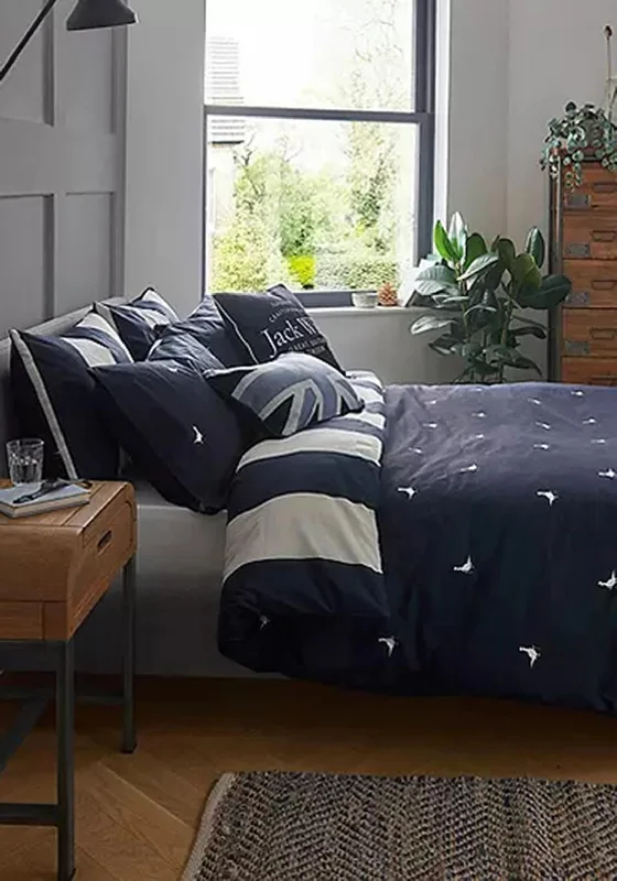 Microfiber duvet covers that are affordable and easy to care forJack Wills Stripe Duvet Cover, Navy & White