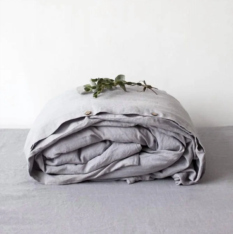 Moisture - wicking duvet covers to prevent night sweatsLinen Duvet Cover In Twin Size In Light Grey