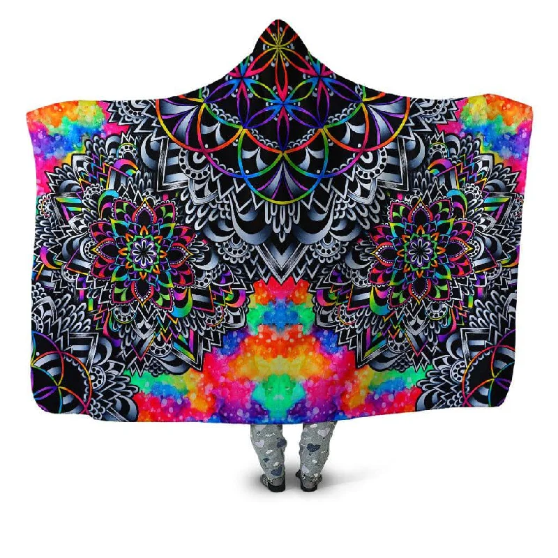 Chenille blankets with a thick and fuzzy textureMandala Vibez Hooded Blanket