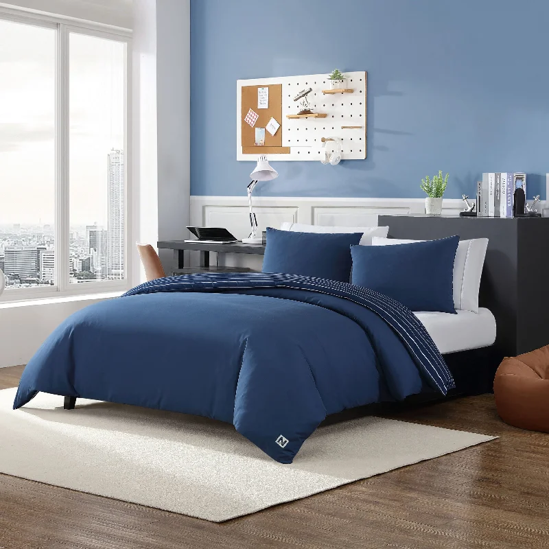 Duvet covers that work well with memory - foam mattresses for added comfortNautica Nautica Longdale Solid Stripe Navy King Duvet Cover Set