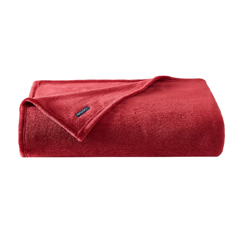 Wool blankets with natural warmth and insulationNautica Solid Red Ultra Plush Soft Full/Queen Blanket