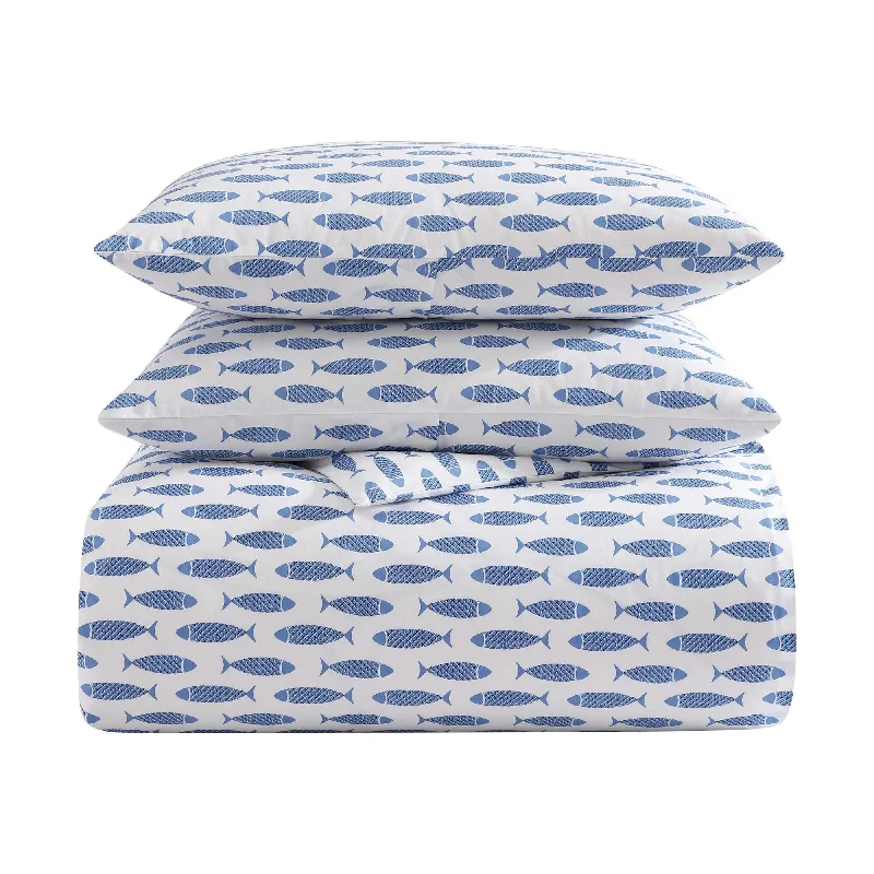 Mid - priced duvet covers with a good balance of quality and costNautica Woodblock Fish Blue King Duvet Cover Set