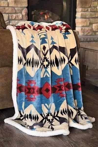 Bamboo fiber blankets with natural antibacterial propertiesNavajo Sky Southwestern Sherpa Throw Blanket