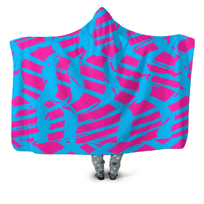 Acrylic blankets for a soft and affordable alternativePink and Blue Squiggly Rave Checkered Hooded Blanket