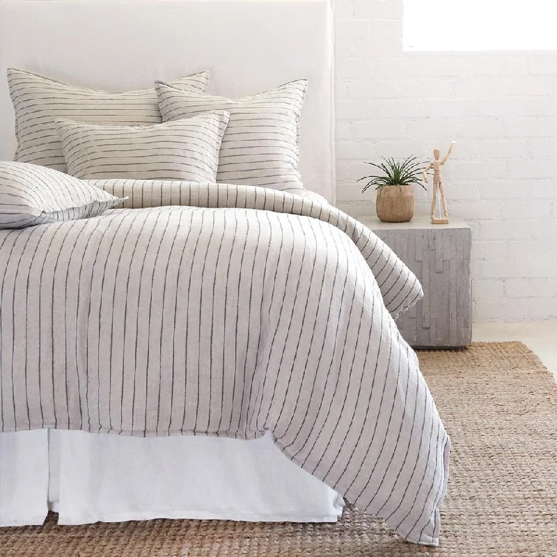 Striped duvet covers with bold or subtle stripes for a classic or nautical feelBlake Flax & Midnight Bedding by Pom Pom at Home