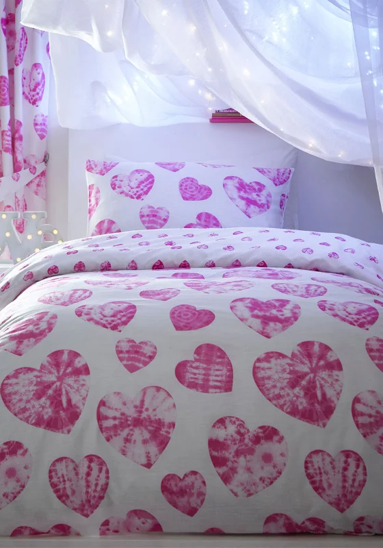 Duvet covers suitable for use with synthetic - filled comfortersPortfolio Tie Dye Hearts Duvet Set, White and Pink